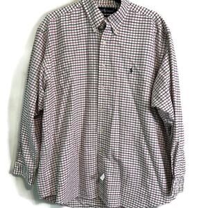 Ralph Lauren Button Down Shirt Red and‎ Green Plaid Men’s Large 100% Cotton